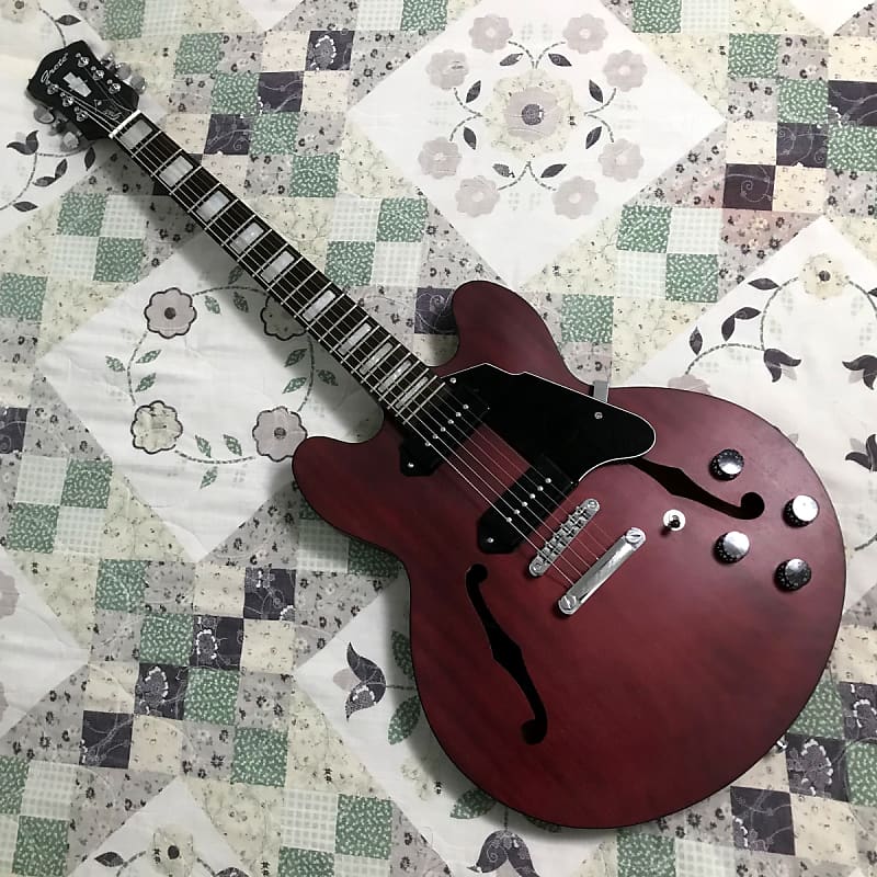 Grote 335 Style Semi Hollow Guitar P90 Pickups Red Matte Finish image 1