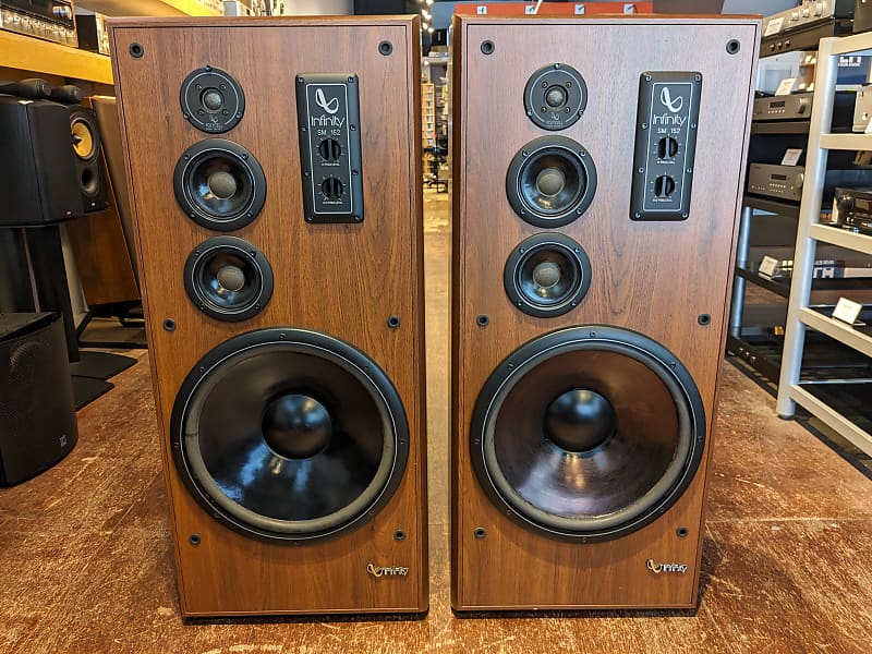 Infinity SM-152 Floor Standing Speakers Walnut Finish Refoamed!