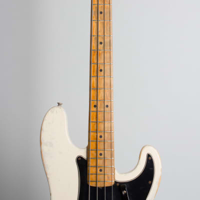 Fender  Slab Body Precision Solid Body Electric Bass Guitar (1966), ser. #128929, brown hard shell case. image 8