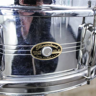 Slingerland 5" x 14" Late 60s Gene Krupa Sound King Chrome Over Brass Snare Drum image 5