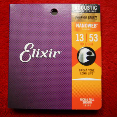 Elixir 16182 Nanoweb Phosphor Bronze Acoustic Guitar Strings HD