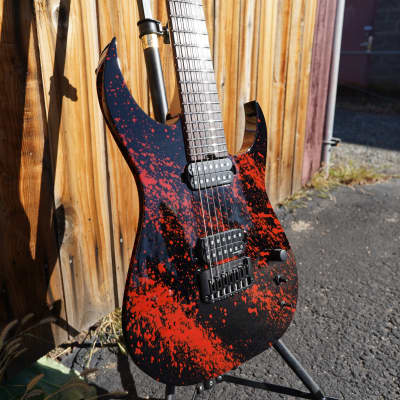 Schecter USA CUSTOM SHOP - Black w/ Blood Splatter - Keith Merrow KM-7 - Hybrid 7-String Electric Guitar w/ Case (2023) image 5