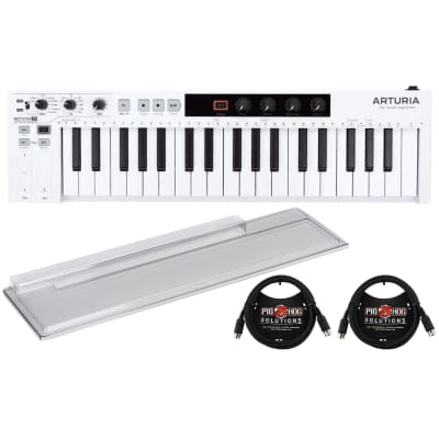 Arturia KeyStep 37-Key Controller Sequencer for Music Production - MIDI Keyboard with Sequencing and Arpeggiator Bundle with Decksaver Protective Hard Cover, and MIDI Cables (6-Feet) (4 Items)