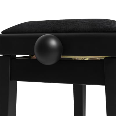 Stagg Matte Black Adjustable Piano Bench with Black Velvet Top - PB06 BKM VBK image 3