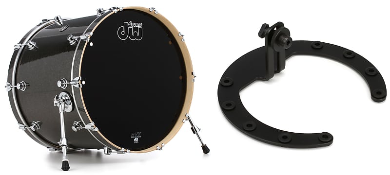 DW Performance Series Bass Drum - 18 x 22 inch - Pewter Sparkle FinishPly  Bundle with Kelly Concepts The Kelly SHU Pro Bass Drum Microphone Shockmount Kit - Aluminum - Black Finish image 1