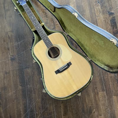 Vintage 1970s Yamaki  YM-500 Acoustic Dreadnought Guitar MIJ w/ Original Hardshell Case martin d28 for sale