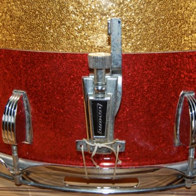 Vintage Ludwig 1970s Maple 15 x 12 Marching Snare Drum - Red/Gold Sparkle image 14
