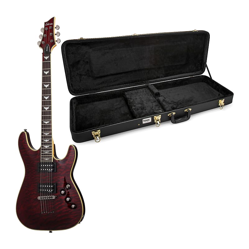 Schecter Omen Extreme-6 6-String Electric Guitar (Black Cherry) Bundle with  Electric Guitar Hard Shell Protective Carrying Case (2 Items)