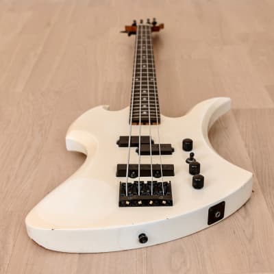 1990s BC Rich Mockingbird PJ Medium Scale Electric Bass Guitar White Japan image 8