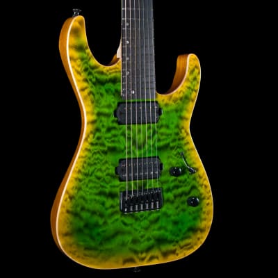 ESP USA M-7 Baritone Neon Green Reverse Burst, Ebony Fingerboard, Stainless Steel Frets image 1