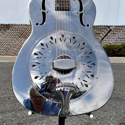 Rogue Classic Brass Body Roundneck Resonator Guitar with Custom Installed Pickup and Hardshell Case - PV MUSIC Inspected Setup and Tested - Plays / Sounds / Looks Great image 7