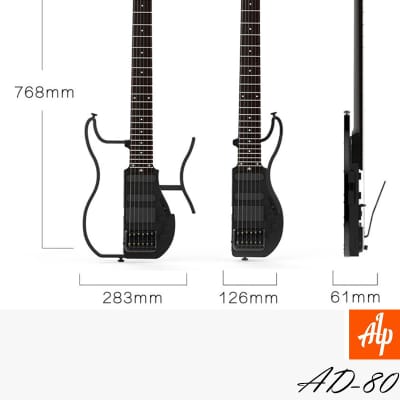 ALP AD-80 Foldable Headless Travel Guitar Silent guitar (Built-in Headphone Amplifier with Gig Bag) image 3