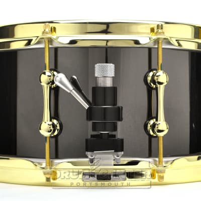 Ahead 3mm Cast Bell Brass Snare Drum 14x6 Black Chrome w/Brass Hw DEMO MODEL image 2