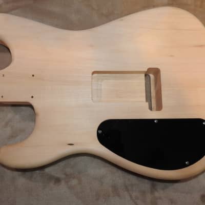 Unfinished Strat 2 Piece Alder With a Book Marched 2 Piece Black Walnut Top Bound in Black 4lbs 1.8oz! image 11