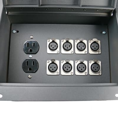 Elite Core Recessed Floor Pocket Stage Box With 8 XLR Female Connectors + Duplex AC Outlet image 1