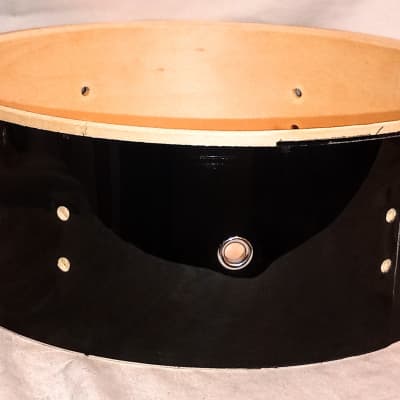 Unmarked Utility Snare Drum Shell 12  X 4.5" w/ hoops &batter head-PIANO BLACK WRAP image 5