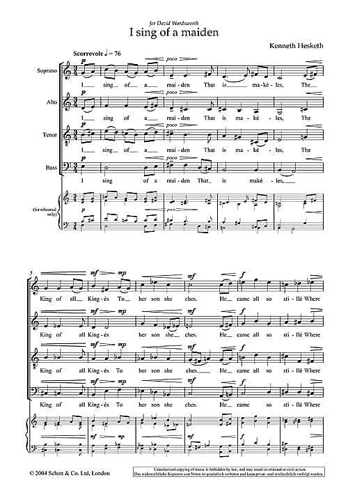 I Sing of a Maiden Mixed Chorus Reverb