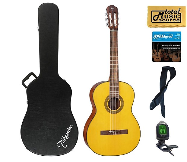 Takamine GC1LH NAT Classical Acoustic Guitar, Left Handed, Natural Case Bundle image 1