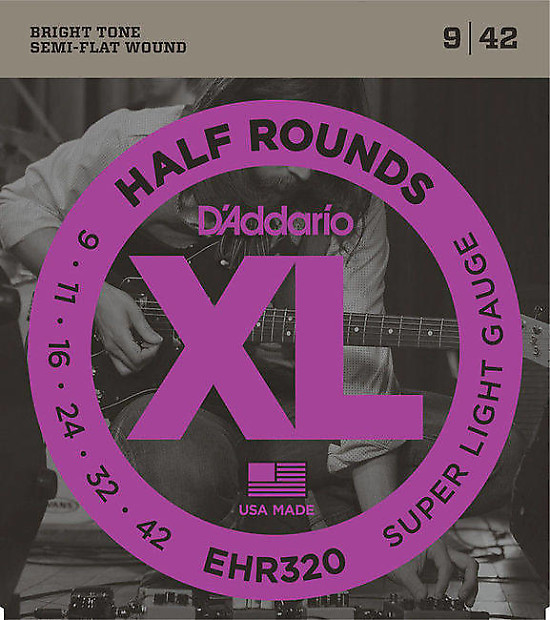 D'Addario EHR320 Half Round Electric Guitar Strings, Super Light Gauge image 1