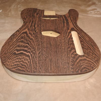 Unfinished Telecaster 1 Piece Poplar Body 2 Piece Book Matched Wenge Top Standard Tele Pickup Routes image 6