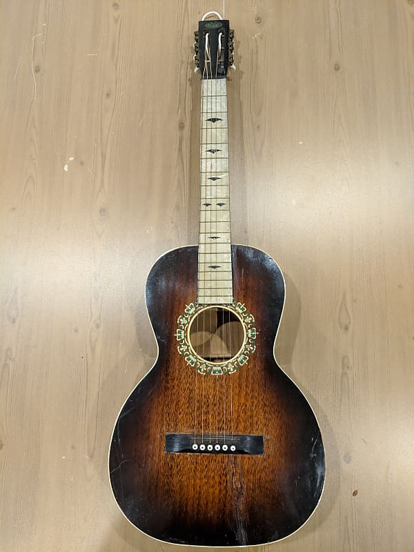 Regal Parlor Guitar with Pearloid Fretboard 1930's Sunburst image 1