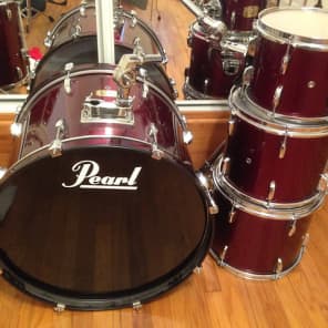 Pearl Export Red 6pc Kit + stands, cymbals, throne image 1