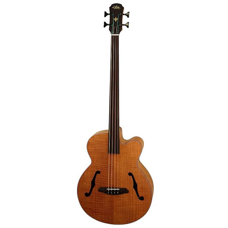 Aria Elecord Series Fretless Acoustic Bass Guitar Natural Flame image 1
