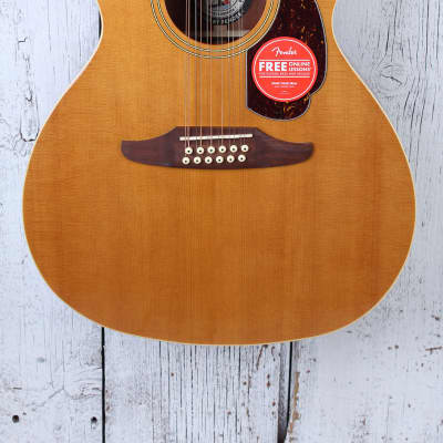 Fender Villager 12 String Acoustic Electric Guitar Aged Natural with Gig Bag for sale