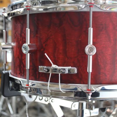 651 Drums Red Waterfall Bubinga 6.5x14" Snare image 4