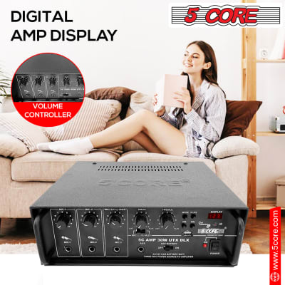 5 Core Stereo Amplifier 1Pc Stereo Receivers for Home Audio 2 Channel PMPO 300Wx2 with USB + AUX + MIC + FM Premium Home Theater Receiver for Speakers - AMP 30W-UTX-DLX image 7