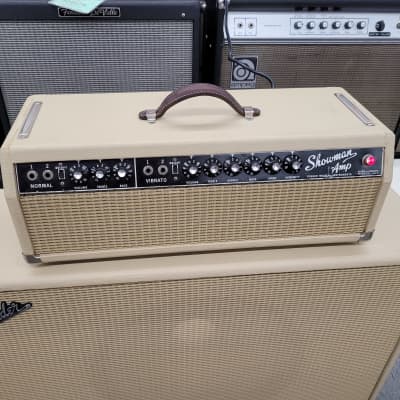 Fender Blackface Piggyback Showman with 85 watt 2 channel Head and 1x15 Cab 1967 - Blonde image 4