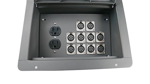 Elite Core Audio FBL10+AC Recessed Floor Box with 10 XLR Female Connectors, Duplex AC Power Outlet image 1