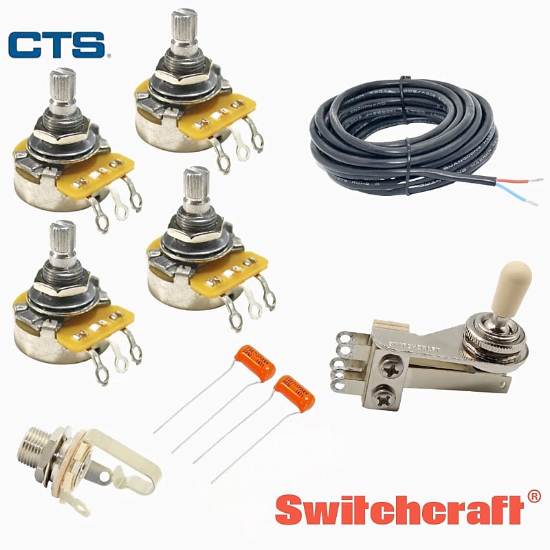NEW Wiring Kit for Gibson® ES-335® Toggle Switch, CTS 500K .022 MFD, 2 Cond Wire image 1