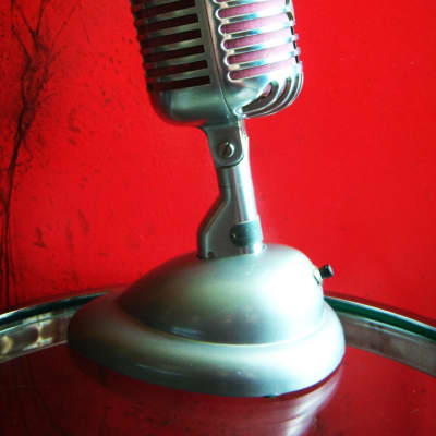 Vinatge 1940's Shure 55 dynamic microphone satin chrome w S-36 desk stand Elvis # 9 image 7