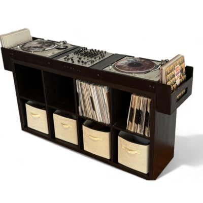Apache DJ Console for Ikea Kallax W/ Headphone mounts and Storage Pockets | Reverb