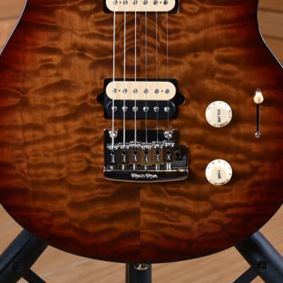 Music Man Axis Super Sport HH Tremolo Roasted Figured Maple Neck & Fretboard Quilted Amber image 7