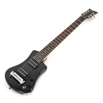 Hofner HOF-HCT-SH-DLX- BK-O Deluxe Shorty Electric Travel Guitar - Black - with Gig Bag image 3