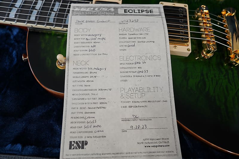 ESP USA Eclipse - Dark Green Sunburst 6-String Electric