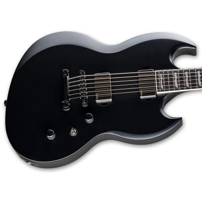 ESP LTD Viper-1000 Baritone Guitar w/ EMG Pickups and Macassar Ebony Fretboard - Black Satin image 5