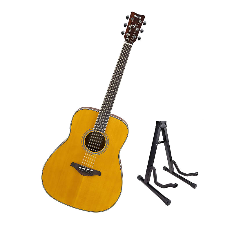 Yamaha FG-TA Vintage Tint Dreadnought TransAcoustic Guitar, Spruce Top, Mahogany Sides, Active Piezo with Guitar Stand image 1