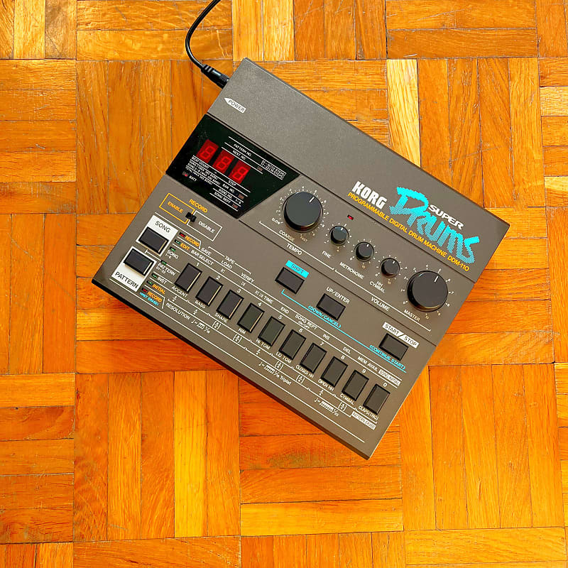 Korg DDM-110 Super Drums (Japan, 1984) Vintage Drum Machine with original  box, original packaging, original printed manual and a compatible power