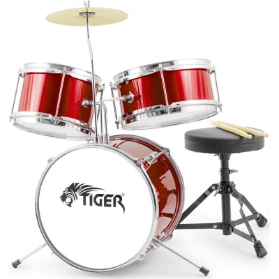Tiger JDS7 3 Piece Junior Drum Kit with Stool, Red for sale