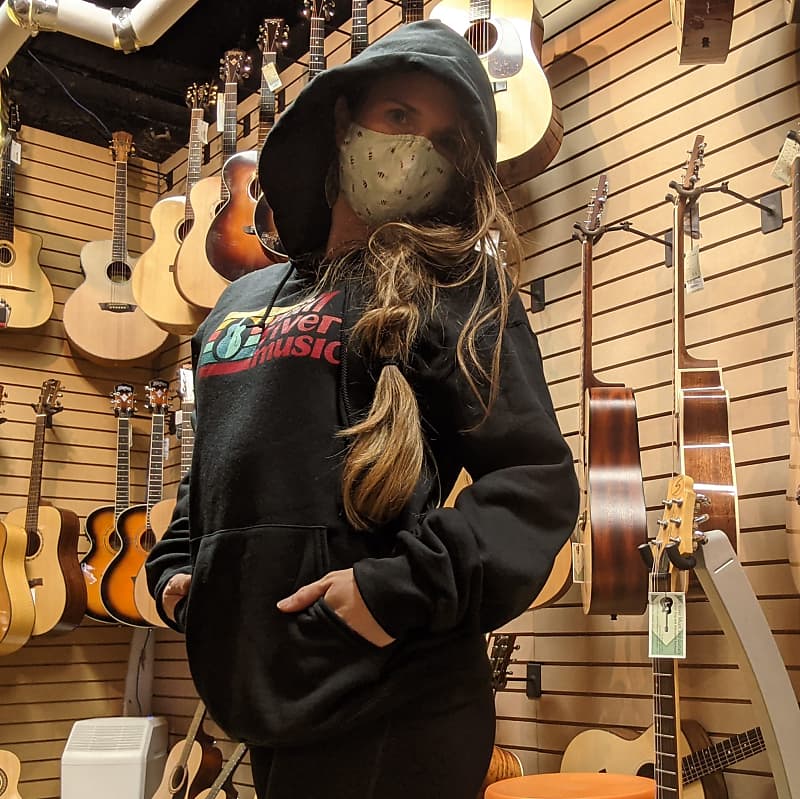 Mill River Music Pullover Hoodie 2nd Ed Main Logo Unisex Black Small