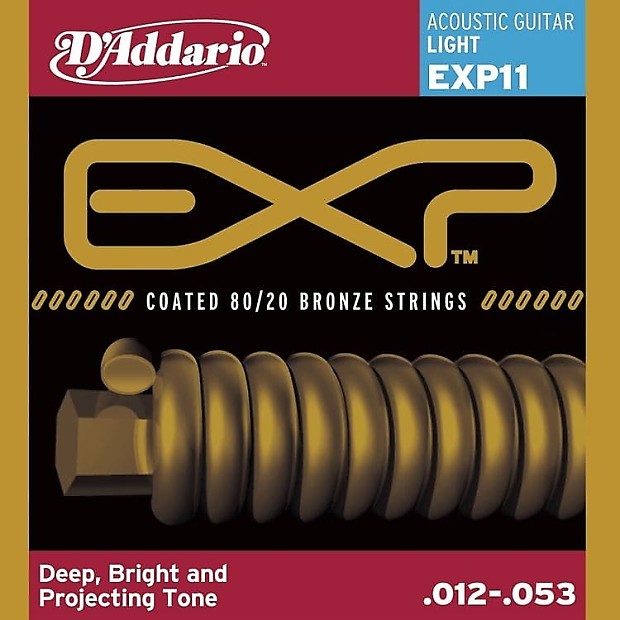 D'Addario EXP11 Coated Light Acoustic Guitar Strings image 1