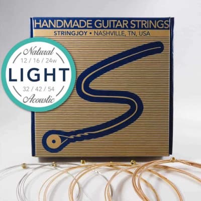 Stringjoy NB1254 Natural Bronze Acoustic Guitar Strings, (Light Gauge - 12-54) image 1