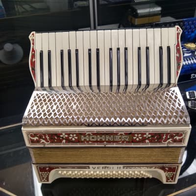 3244 - Red Hohner Verdi II M Piano Accordion LMM 37 96 | Reverb