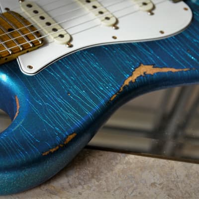 American Fender Stratocaster Performer Custom Relic Nitro Blue Sparkle image 9