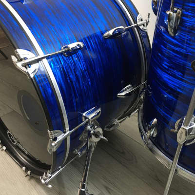Vintage Apollo 3 Piece Drum Set 1970s Blue Oyster Pearl Completely Restored in USA Jazz Bop Kit 12/16/22 image 9
