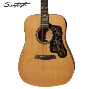 Sawtooth Acoustic Dreadnought Guitar with Black Pickguard & Custom Graphic image 2