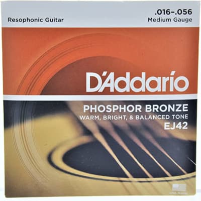 D'Addario EJ42 Phosphor Bronze Resophonic Guitar Strings, 16-56 image 1